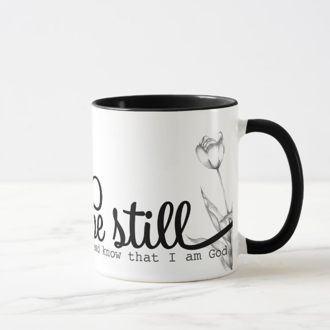 Mug Be Still Bible Citation noir et blanc (Droite)