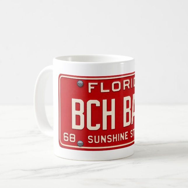 Mug Beach Babe 1969 | Retro Red Florida License Plate (Devant gauche)