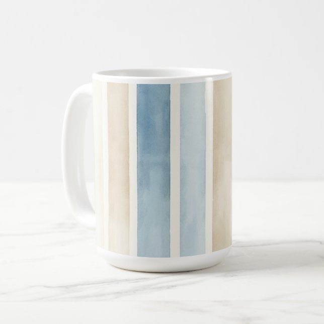 Mug Beach Blue Cream Stripes (Devant gauche)
