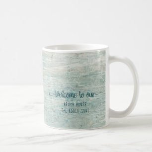 Mug Beach House Driftwood Ocean Coastère Nom de famill