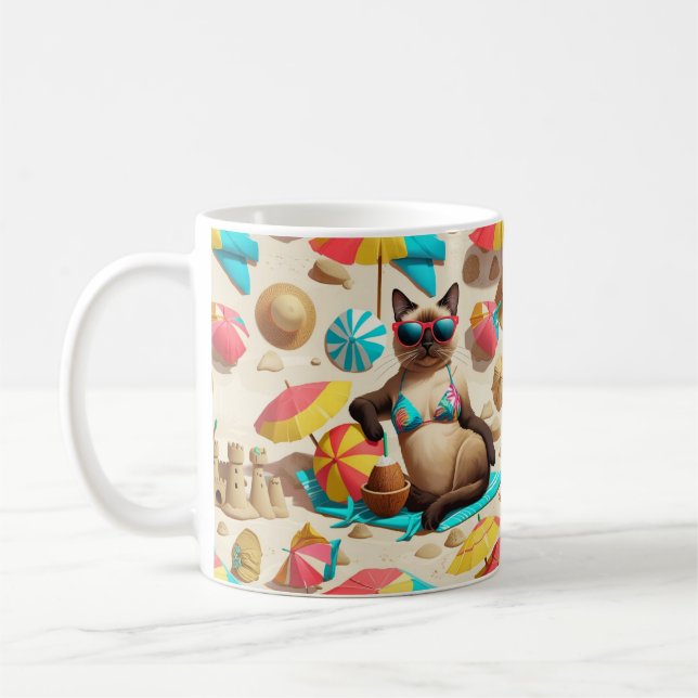 Mug  Beach themed for Siamese Cat Lovers Party (Gauche)