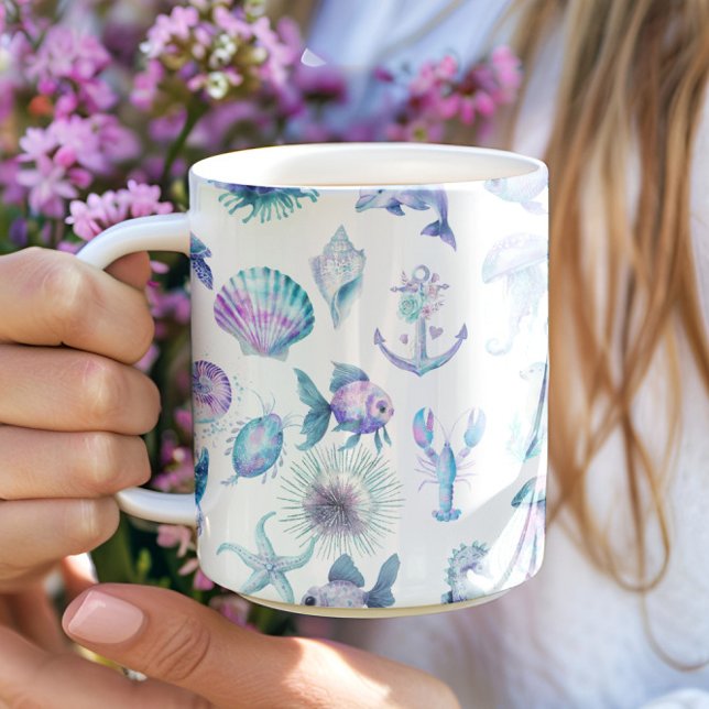 Mug Beach Vibe Pastel colors sea animals pattern (Créateur téléchargé)