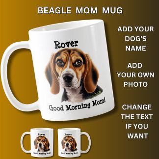 Mug Beagle, Ajouter le nom du chien, Changer de photo
