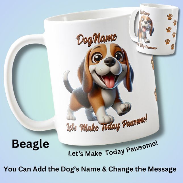 Mug Beagle - Ajouter le nom du chien, modifier le text (Créateur téléchargé)