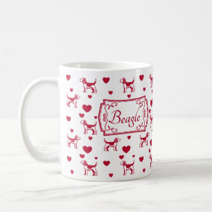 Mug beagle aux coeurs
