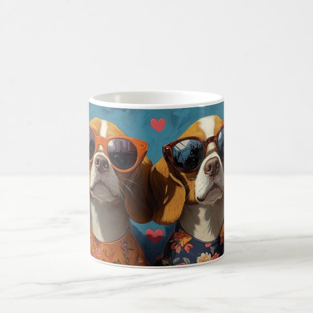 Mug Beagle avec Coeur Roses Saint-Valentin (Centre)