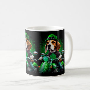 Mug Beagle Chien conduisant vélo St. Patrick's Day