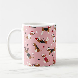 Mug Beagle de Noël rose