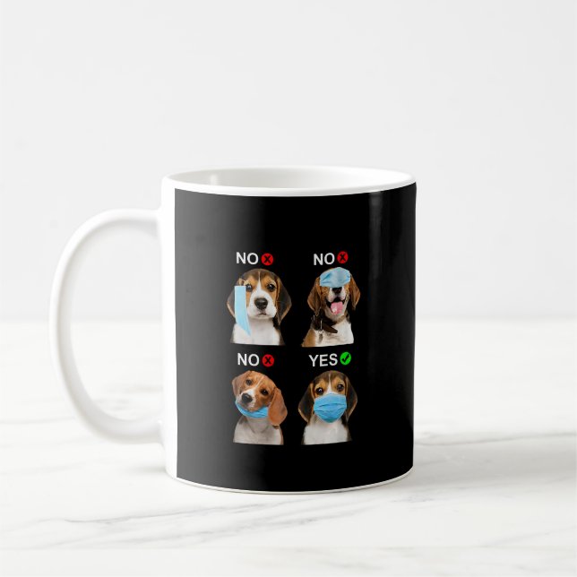 Mug Beagle Porter Masque Visage / Drôle Beagle (Gauche)
