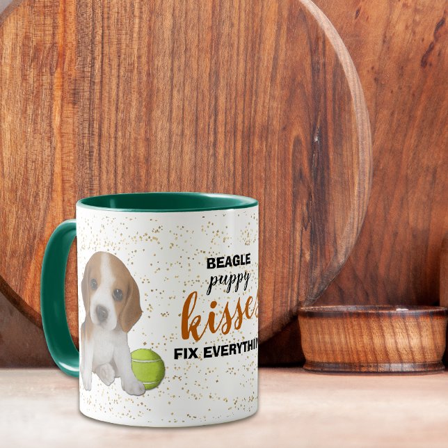 Mug Beagle Puppy Kisses Réparez tout Musique (Créateur téléchargé)