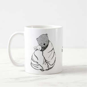 Mug Bear Bunny Rabbit in Blanket Nom personnalisé