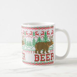 Mug Bear Deer ou Bière Chandail de Noël style Knit