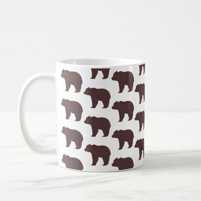Mug Bear Shape Plaid Brown Cabin Core (Gauche)