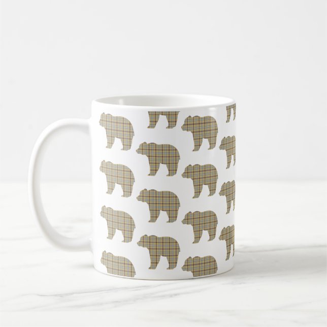 Mug Bear Shape Plaid Tan Brown Cabin Core (Gauche)