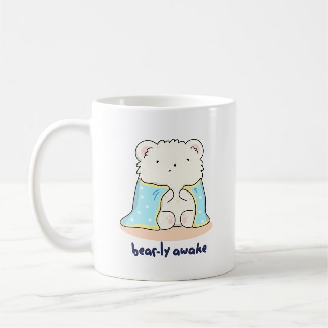 Mug Bearly Awake Funny Sleepy Bear Pun (Gauche)