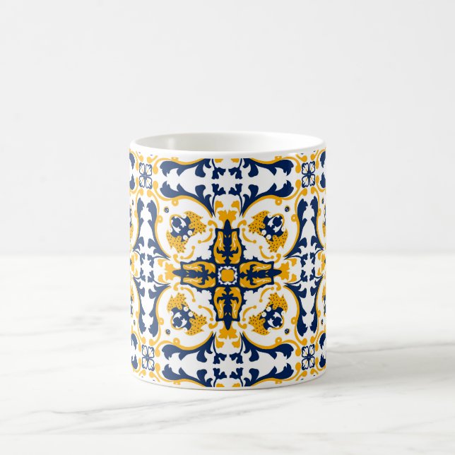 Mug 💙 💛 Beau Azulejos bleu et jaune (Centre)