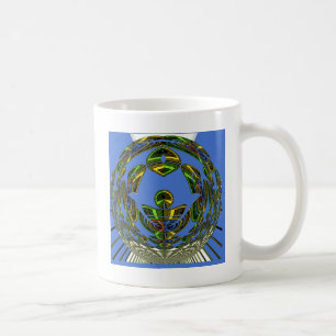 Mug Beau bleu africain traditionnel Vecteur ethnique