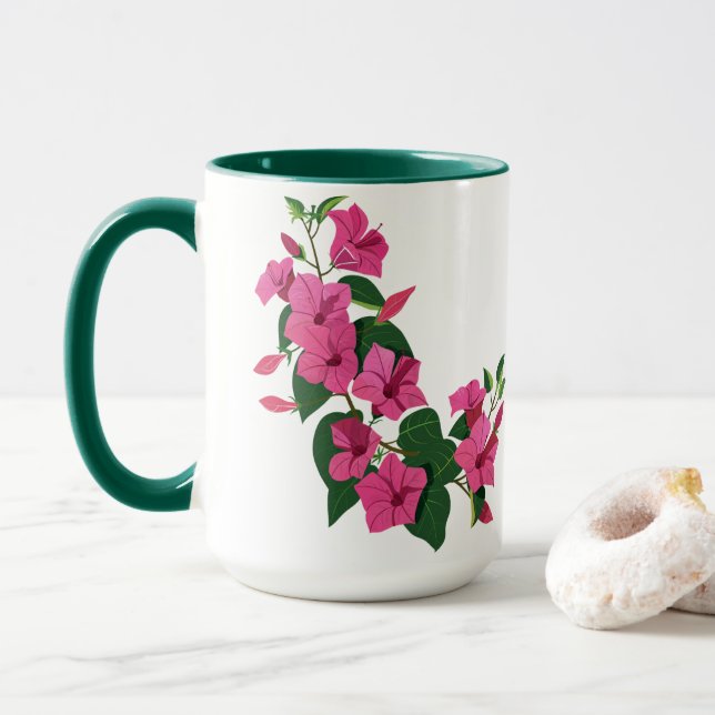 Mug Beau café magique floral Customisé (Avec donut)