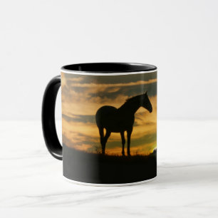 Mug Beau Cheval et coucher de soleil