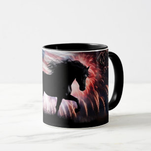 Mug Beau cheval et drapeau américain patriotique