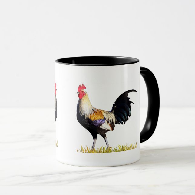 Mug Beau coq d'or de Gamcock d'Américain de Duckwing (Devant droit)