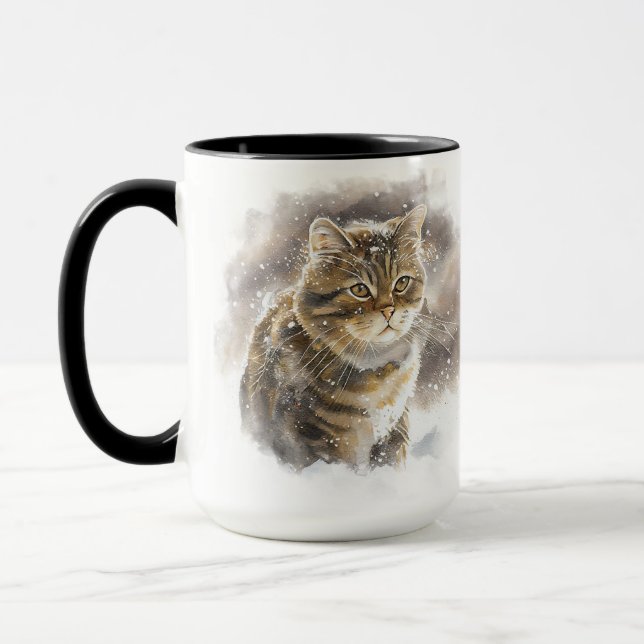 MUG BEAU COULEUR D'EAU TABBY BROWN CAT (Gauche)