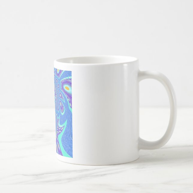 Mug Beau Cyan bleu moderne batik Kaleidoscope Art (Droite)