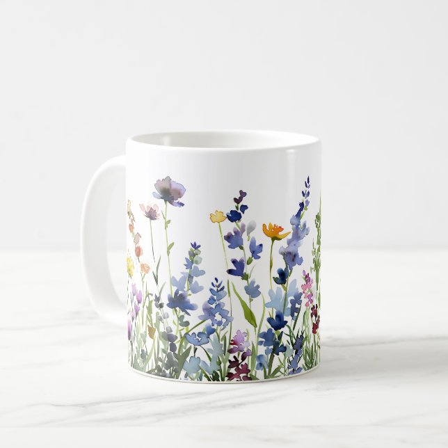 Mug Beau Enveloppement des fleurs de prairie de printe (Devant gauche)