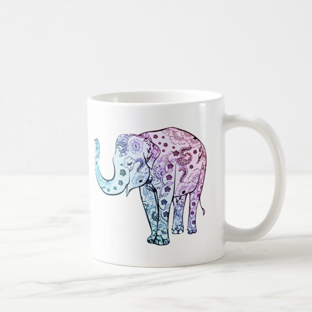 Mug Beau floral en pastel d'éléphant de Bohème (Droite)