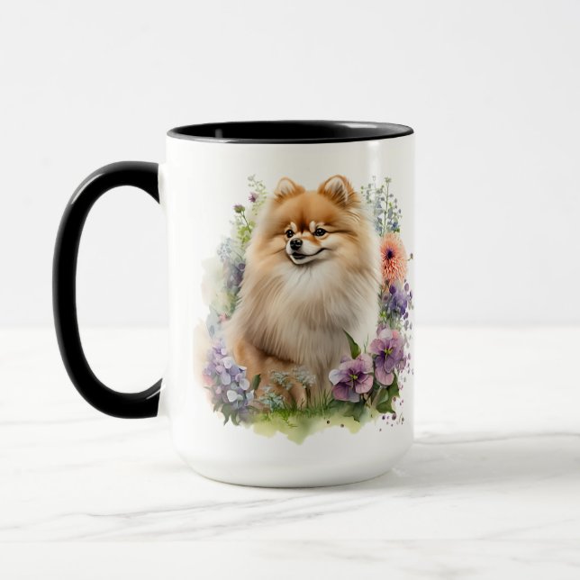 MUG BEAU FLUFFY WATERCOLOR POMERANIAN DOG (Gauche)