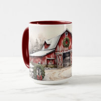 Beau hiver neigeux Rustic Red Grange Noël