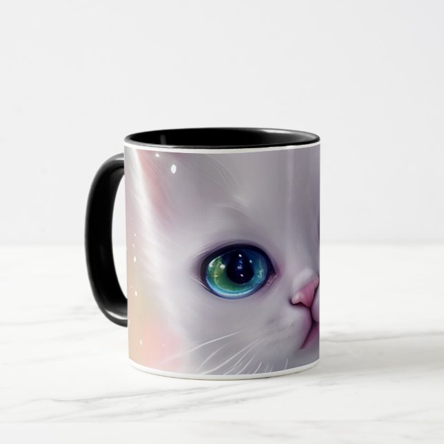 Mug Beau Imaginaire blanc Fluffy Chat (Devant gauche)