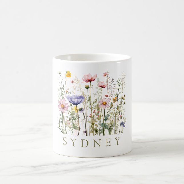 Mug Beau jardin botanique Fleur sauvage aquarelle (Centre)
