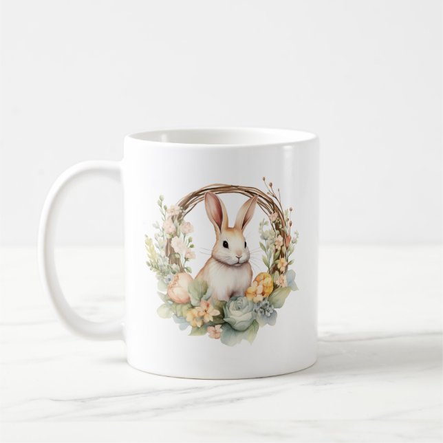 Mug Beau lapin lapin avec fleurs de printemps (Gauche)