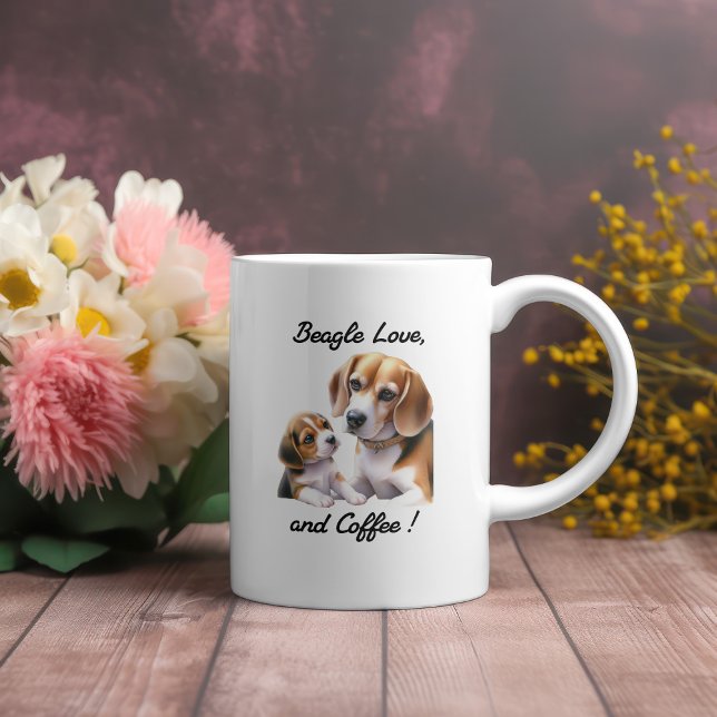 Mug Beau Noir et Bleu Amour Beagle (Créateur téléchargé)