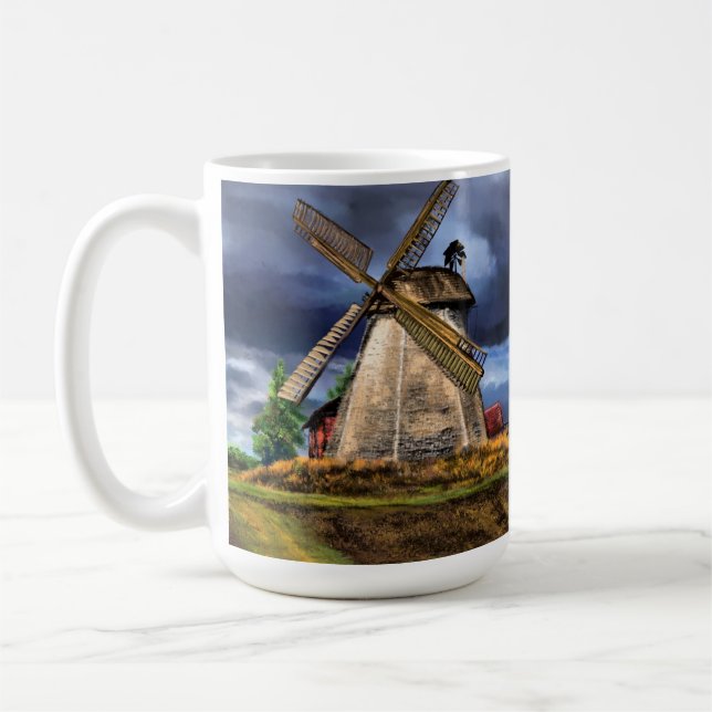 Mug Beau paysage de moulin à vin Pays-Bas - Dessin (Gauche)