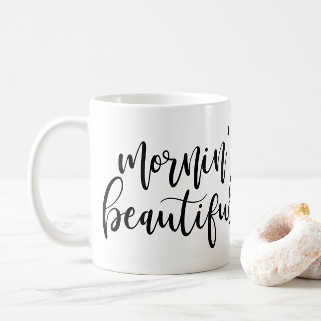 Mug Beau script manuscrit noir de Mornin (Avec donut)