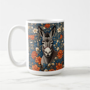 Mug Beau visage âne Elégant floral