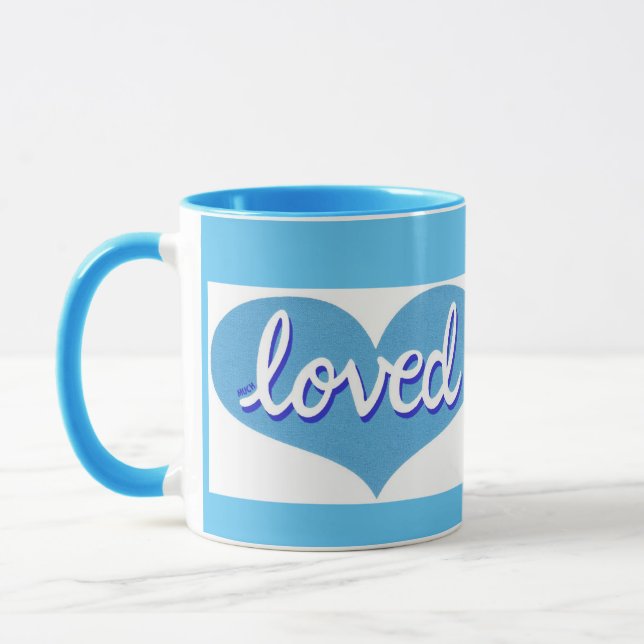 Mug BEAUCOUP AIMÉ - Coeurs d'amour bleu (Gauche)