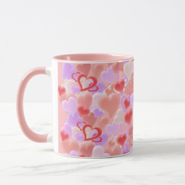 Mug Beaucoup de cœurs en 3D - (Gauche)