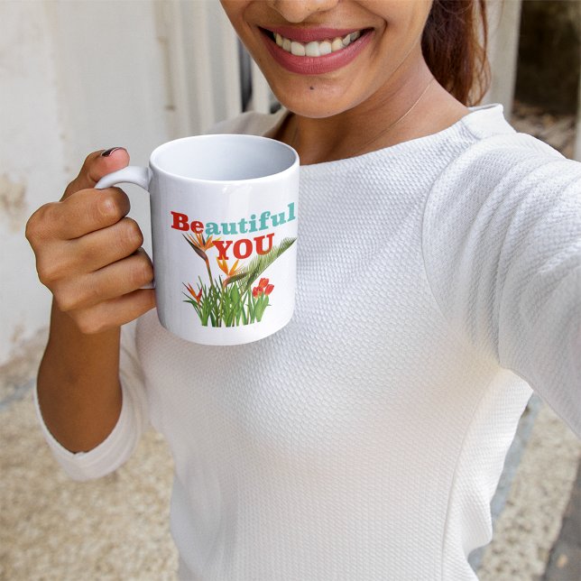 Mug Beauté Be You Monogram Orange Garden Floral (Créateur téléchargé)