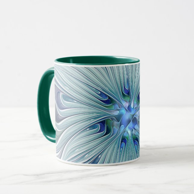 Mug Beauté florale Abstraite moderne Blue Pastel Flowe (Devant gauche)