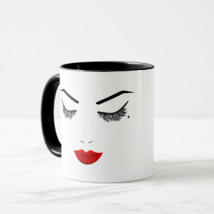 Mug Beauté Grain de Beauté Yeux Cils & Lèvres Rouges M