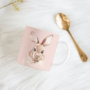 Mug Beauté moderne Pastel Rose Aquarelle Bunny Lovely