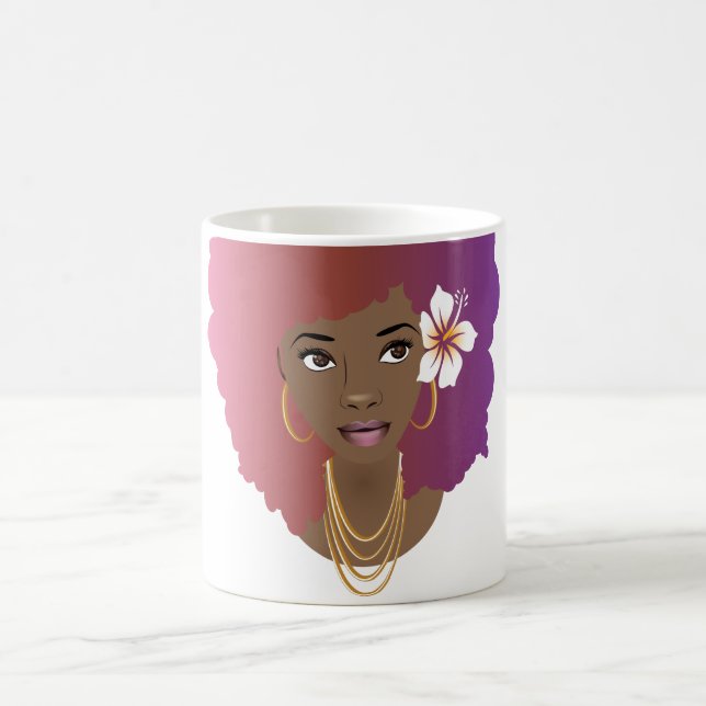 Mug Beauté naturelle avec dégradé d'Afro, rose et viol (Centre)