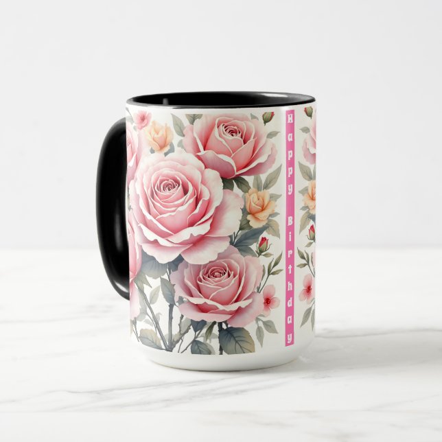 Mug Beautiful Pink Roses Luxury Trendy Collection (Devant gauche)