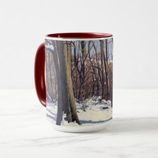 Mug Beaux arbres d'hiver en violet bleu blanc orange