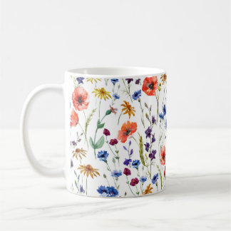Mug Beaux fleurs sauvages, aquarelle, pavot, fleur de 