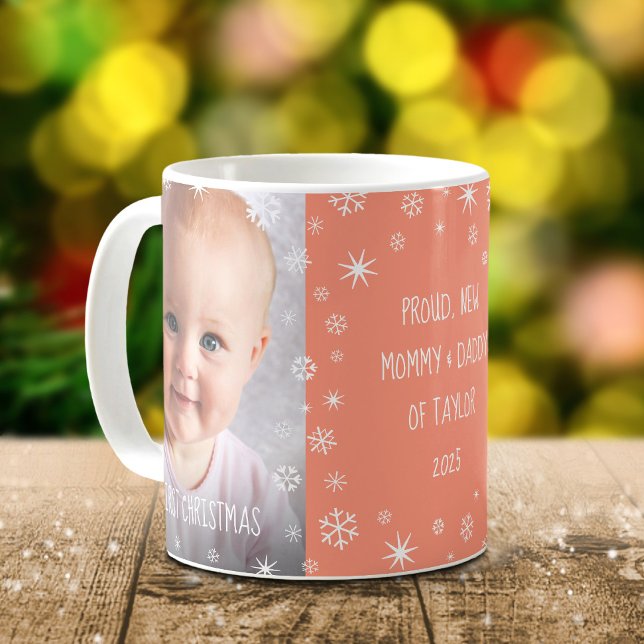 Mug Bébé 1er Noël Nouveau papa et maman 2 Photo Peach (Créateur téléchargé)