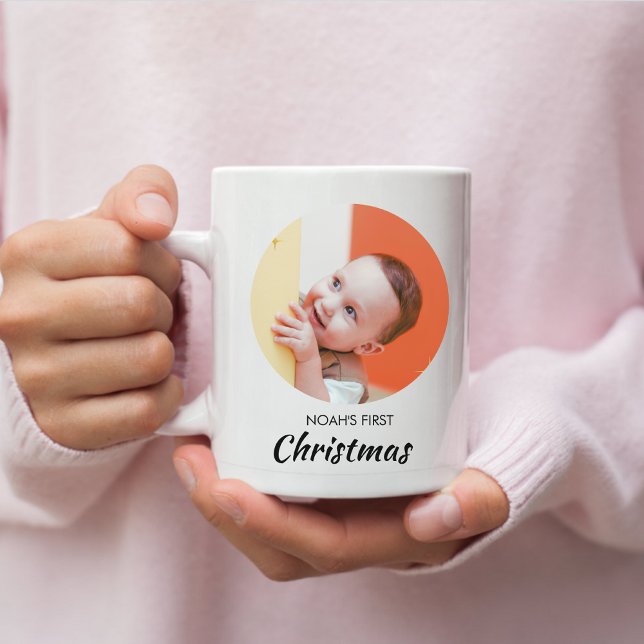 Mug Bébé amusant premier Noël personnalisé bébé photo (Créateur téléchargé)